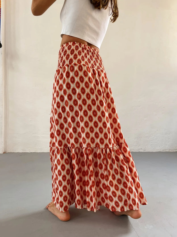 Summer Fashion Versatile Casual Daily A-Line Printed Pleated Skirt for Women