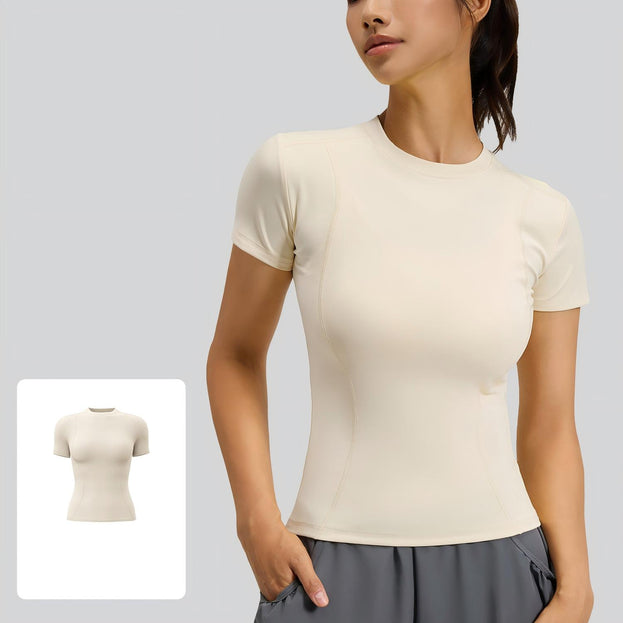 Slim-Fit Sports Tight Round-Neck Yoga T-shirt