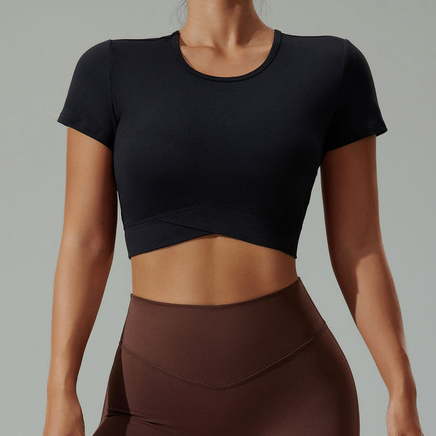 Women's Low-Cut Round-Neck Fitness Yoga Breathable Top