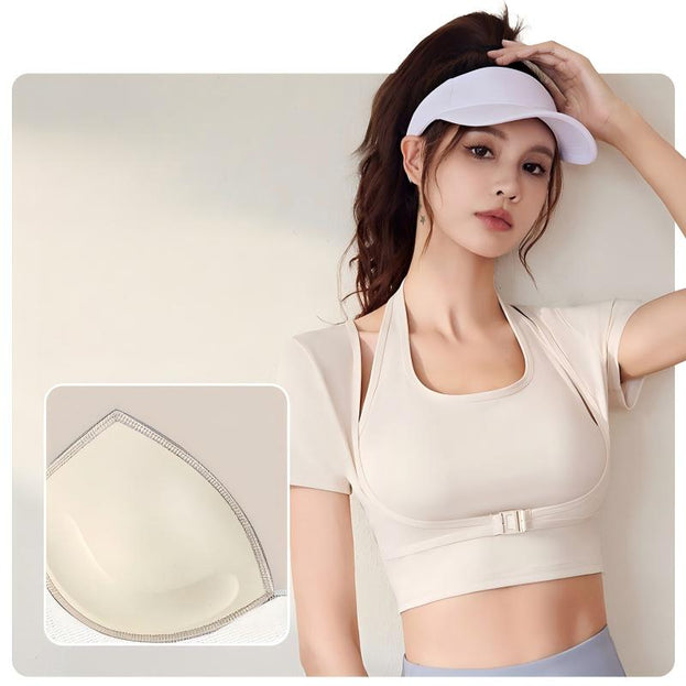 Breathable Fitness Yoga Tight Neck Short Sleeve Women