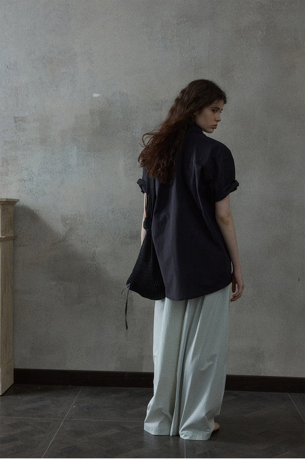 Three-Fold Paper Texture Loose-fitting Wide-leg Casual Women Pant