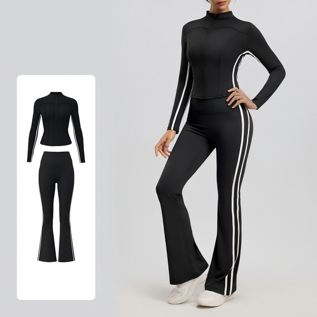 Women's Naked Stretch Striped High Waist Yoga Suit