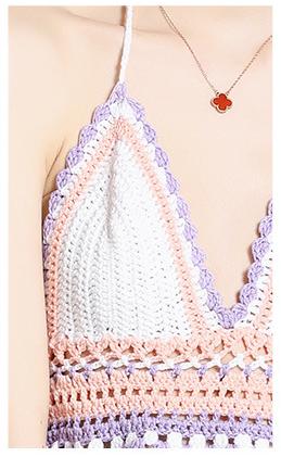 Hollowed Out Hook Flower Knitted Suit Women's Summer Flanged Short Style Chest Hanging Neck Vest and Short Skirt Two-Piece Set