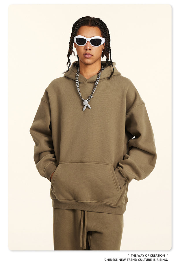 Dopamine Solid-color Fashionable Casual Commuting Youth Hooded Men's Sweatshirt