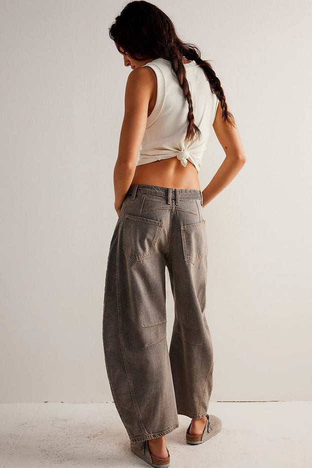 Spring Fashion Versatile Low-Waisted Loose Straight Denim Pant for Women
