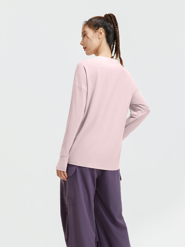 Loose-Fitting Yoga Fitness Long-Sleeved Top with Slit Opening