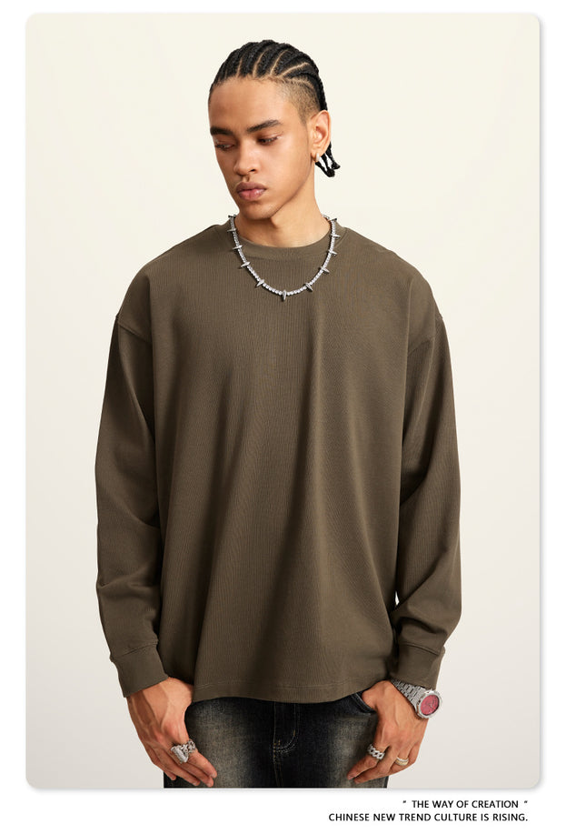 Autumn Solid-color Pure Cotton Loose Commuter Casual Men's T-shirt