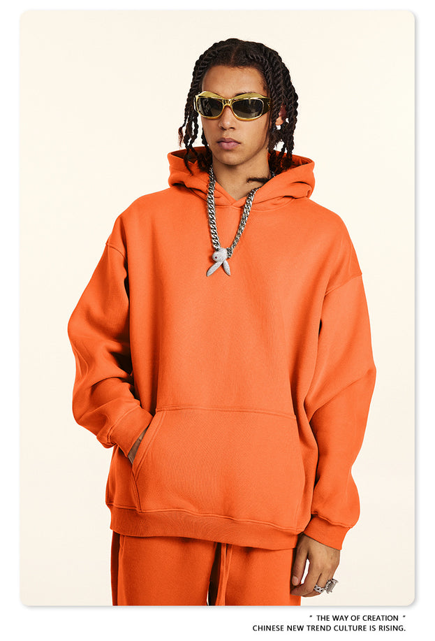 Dopamine Solid-color Fashionable Casual Commuting Youth Hooded Men's Sweatshirt