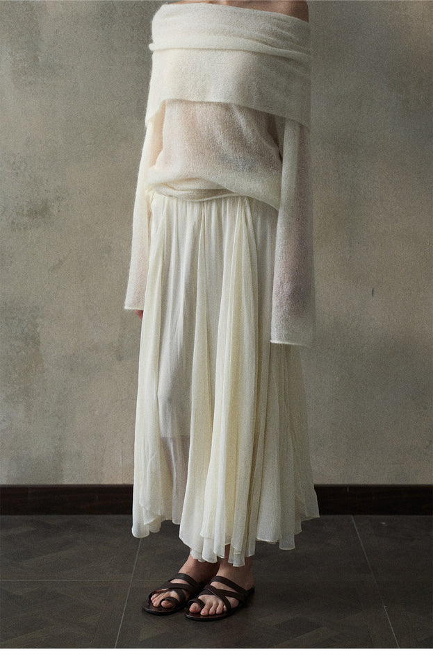Irregular Chiffon MIDI Skirt With A Drape, A Mid-to-low Waist Commuter Women Dress