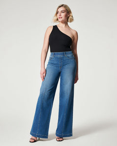 Summer Fashion Versatile Hight-Waist Straight Wide-Leg Denim Pant for Women