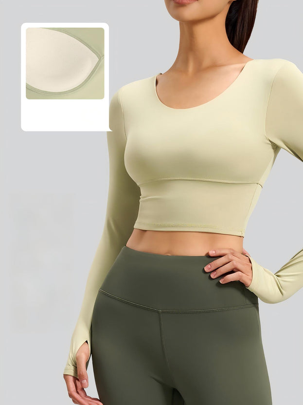 Cross-back Slim-Fit Long-Sleeve Women's Fitness Yoga Top