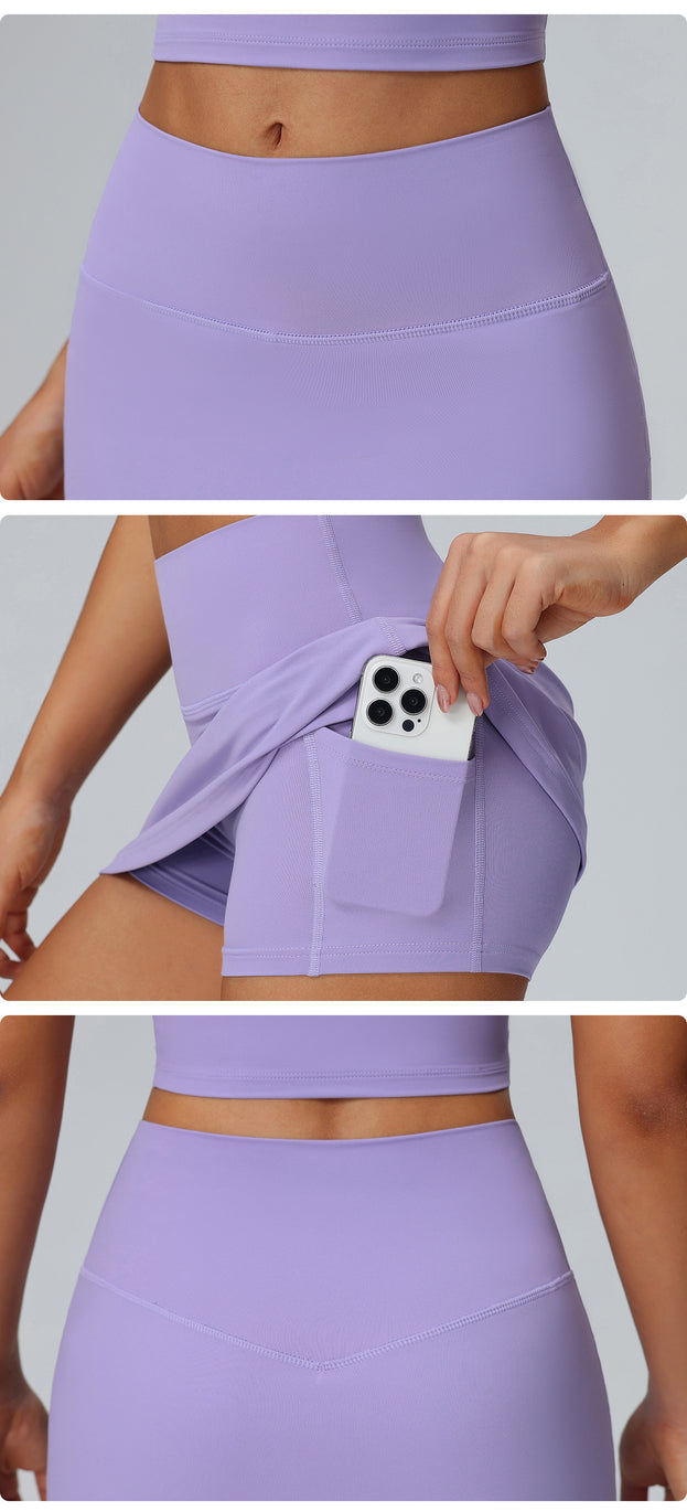 Women's Tight-Fitting Yoga Short Skirt With Pockets