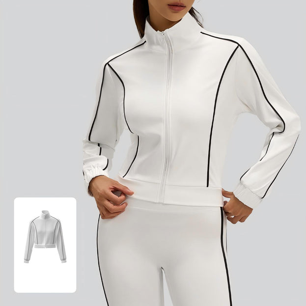 Women's Spring and Autumn Contrast High-elastic Line Loose Coat