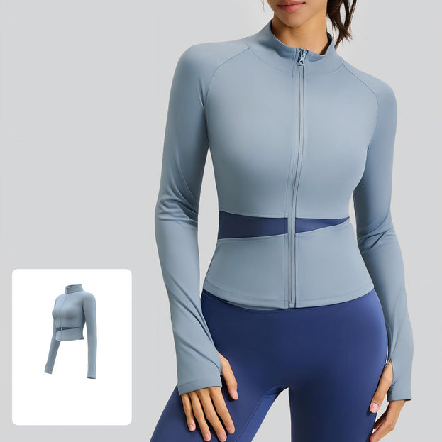 High-Neck Slim-Fit Multi-Color Yoga Jacket
