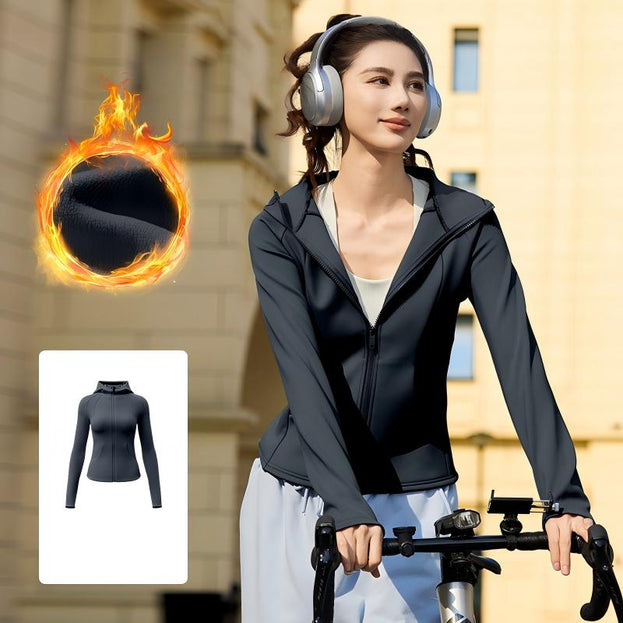 Outdoor Sport Slimming Windproof Hooded Yoga Jacket