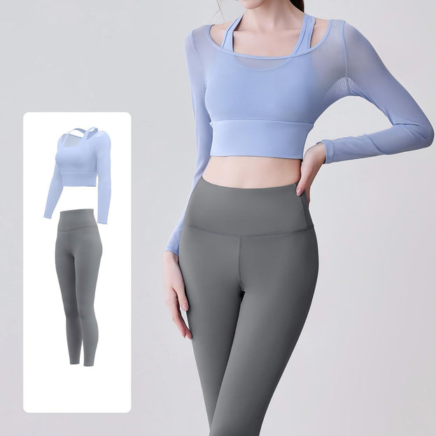 Naked Mesh Hollow Yoga Fitness Suit for Women
