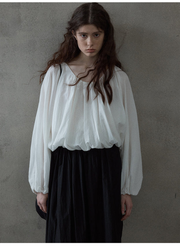 Simple And Fashionable Round-neck Long-sleeved Women Blouse