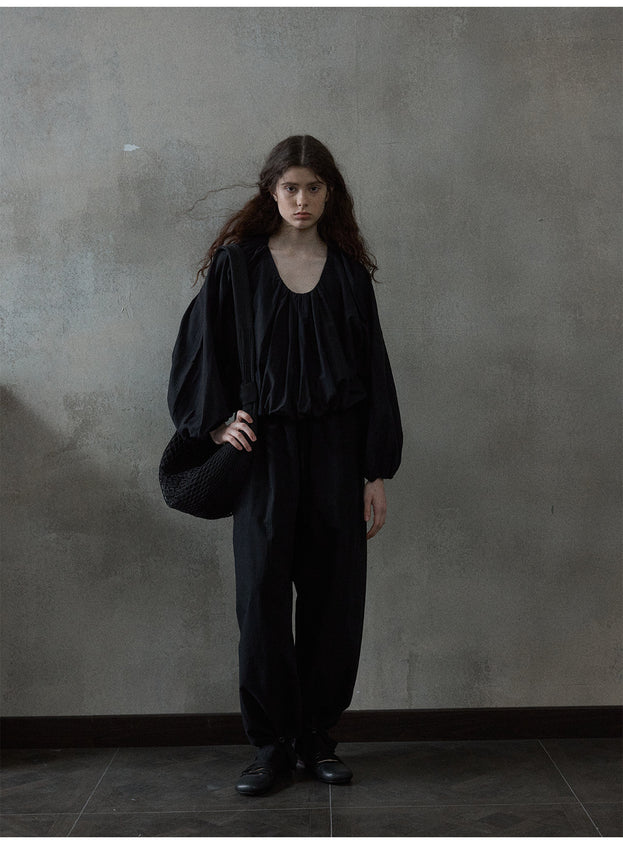 Simple And Fashionable Round-neck Long-sleeved Women Blouse