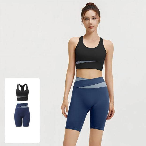 Women's Color-Blocked Casual Sporty Bare-Fit Yoga Set