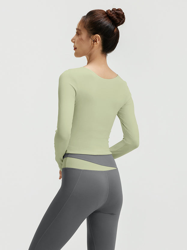 Color-Matched Long-Sleeved Tight Yoga Set For Women