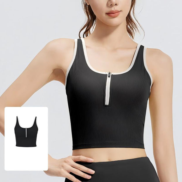Women's Contrast Stripe Yoga Vall with Zipper
