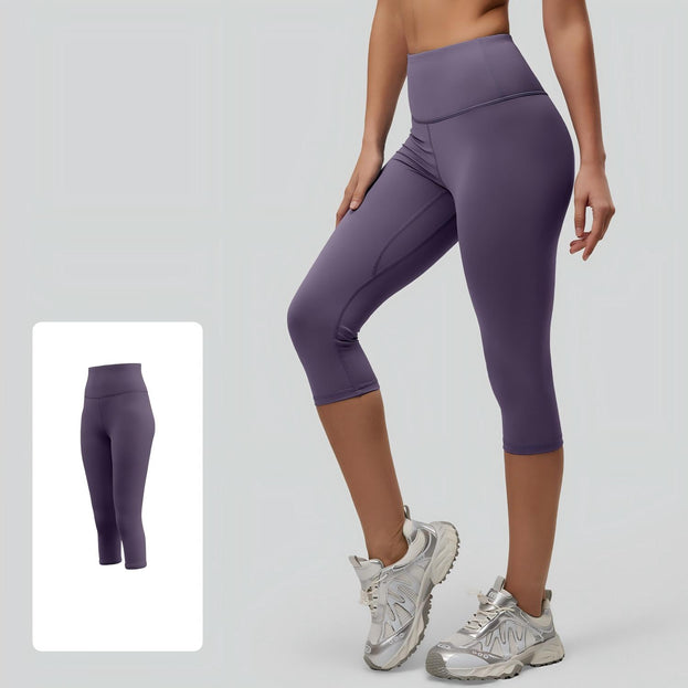 Women's Stretch Sports Hip High Waist Capri Pants Fitness Pants
