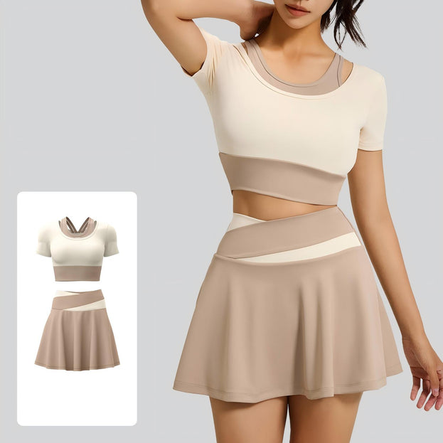 Women's Naked Tight Sports Running Fitness Skirt Set