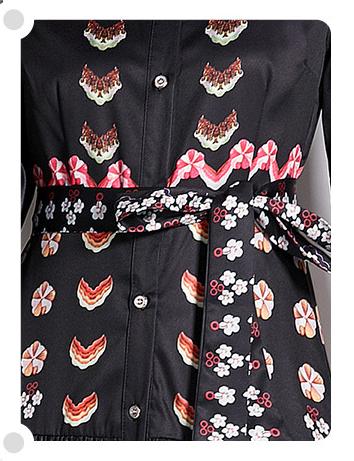 Fashion Print Vintage Lapel Long-Sleeved Slim-Looking Long Skirt Dress