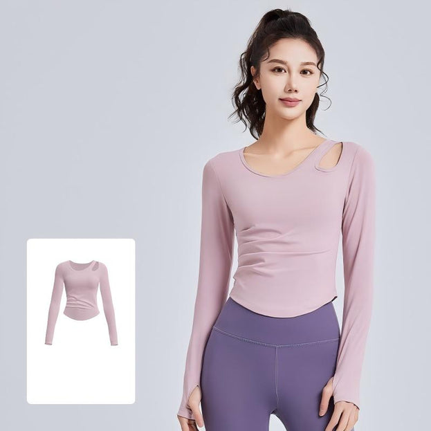 Sleeve-Less Hollow Pleated Sports Yoga Top
