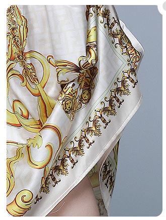 Vintage Printed Shirt Long-Sleeved Top and Pleated Skirt Two-Piece Suit