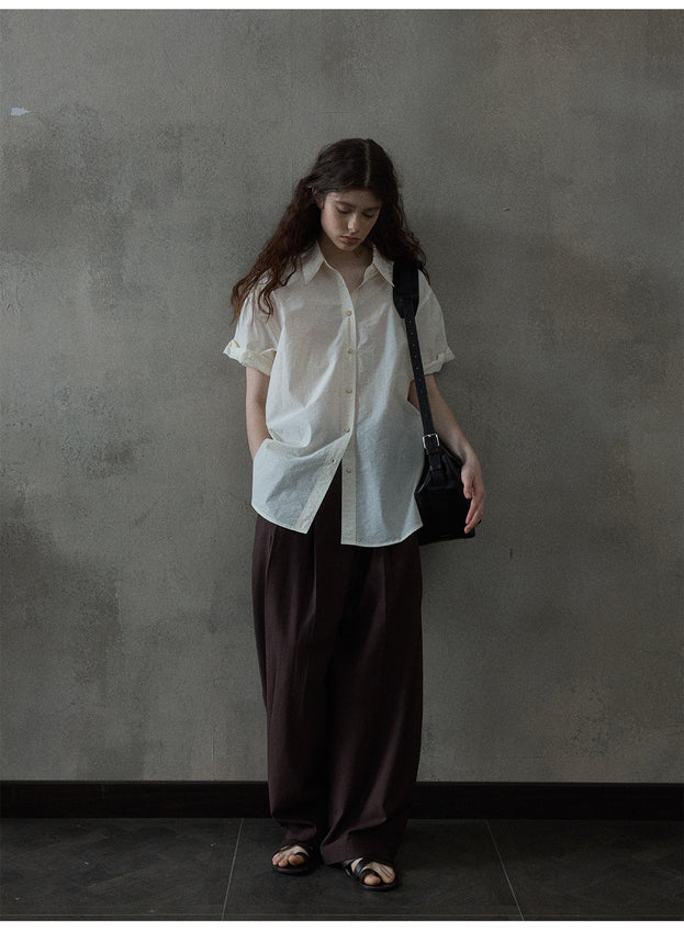 Summer Fashionable Commuting Button Short-Sleeved Simple Women's Top