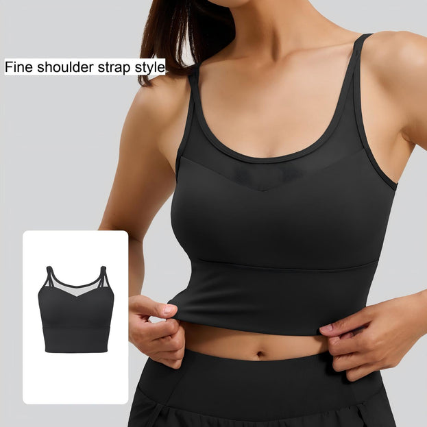 Fixed Cup Gathering Fitness Yoga Back Support Bra