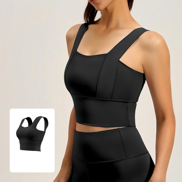 Fixed Cup Gathering Fitness Yoga Back Support Bra