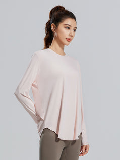 Breathable Loose Ice Silk Yoga Long Sleeve Round Neck Top