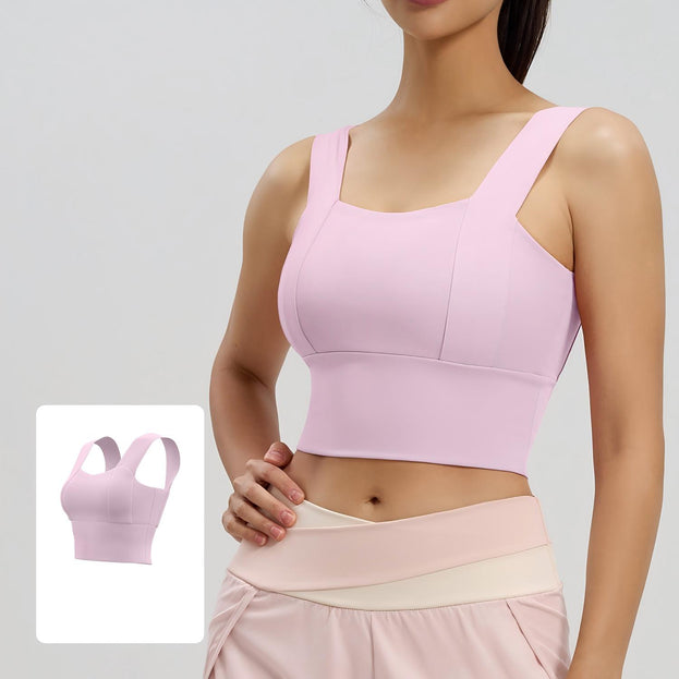 Fixed Cup Gathering Fitness Yoga Back Support Bra