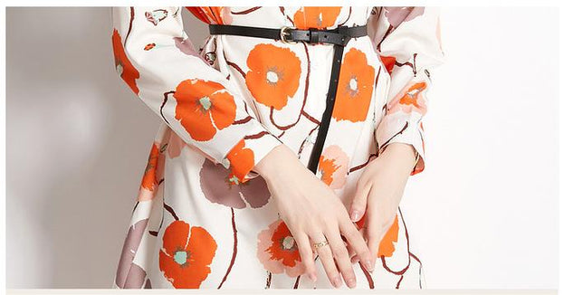 Long Sleeve Shirt With Lapel Collar Fashion Flim Vintage Printed Long Shirt