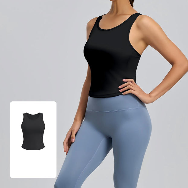 Integrated Round-Neck Sports Vest for Yoga