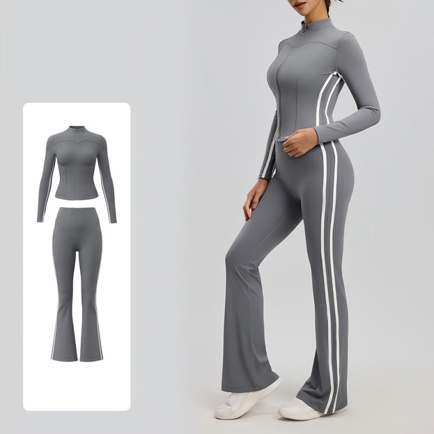Women's Naked Stretch Striped High Waist Yoga Suit