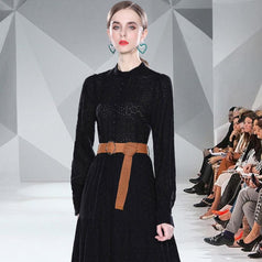 Spring Long Sleeve Hollowed Out Heavy Industry Embroidery Dress
