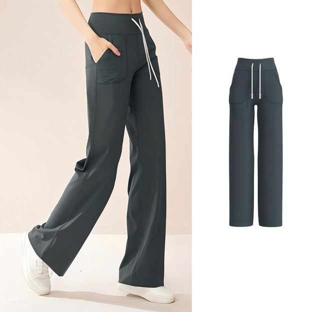 Women's Loose Drawstring High Waist Straight Pants