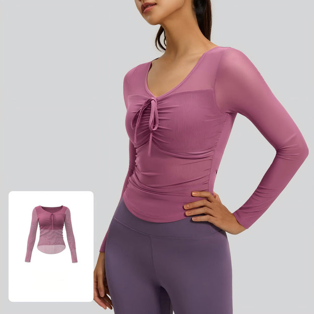 Mesh Long-sleeved Slim-fit Cup Women's Outer Top