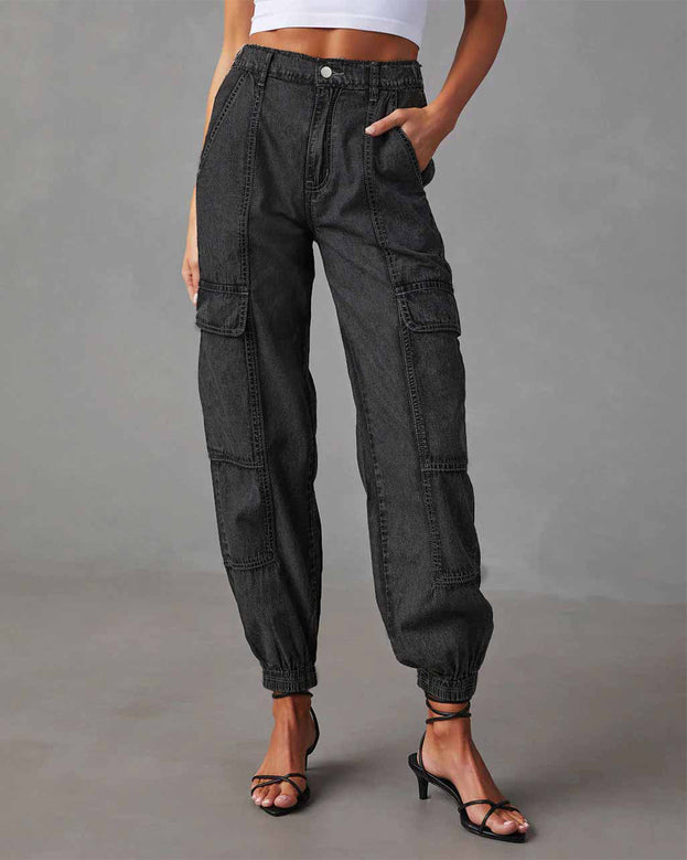 Summer Low-Waist Daily Ankle-Cut Denim Pant with Pockets for Women