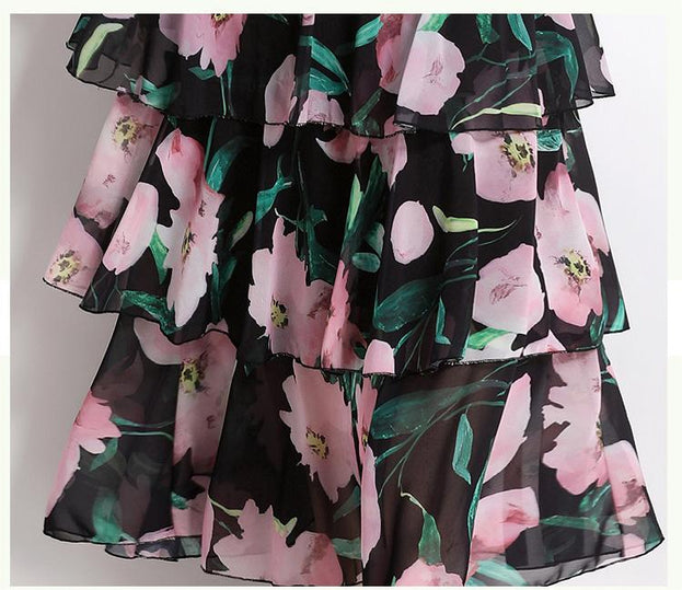 Holiday Snowstorm Spun Printed Halter with a Line Neck Top and Long Skirt Two-Piece Set