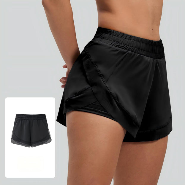 Women's Naked Yoga Mesh Shorts with Pocket