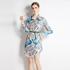 Long-Sleeved Shirt Fashion Slim Vintage Printed Long Shirt