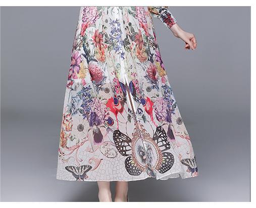 Early Spring Holiday V-neck Long Sleeve Printed Dress