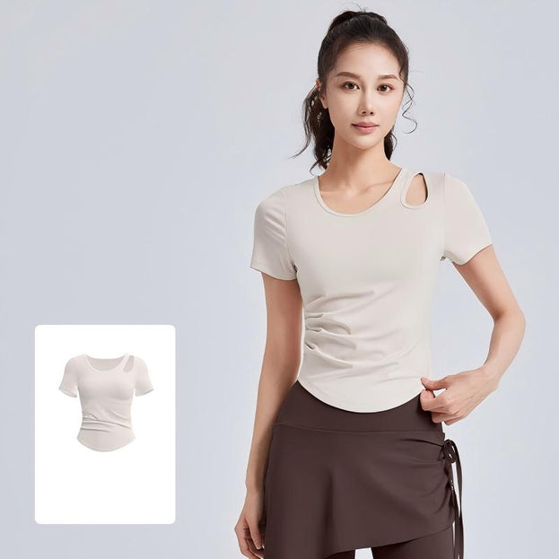 Padded One-Piece Yoga Top With Pleats and Underwire