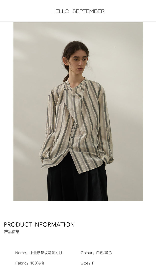 A Casual And Everyday  Striped Striped Collar Contrasting Color Texture Top
