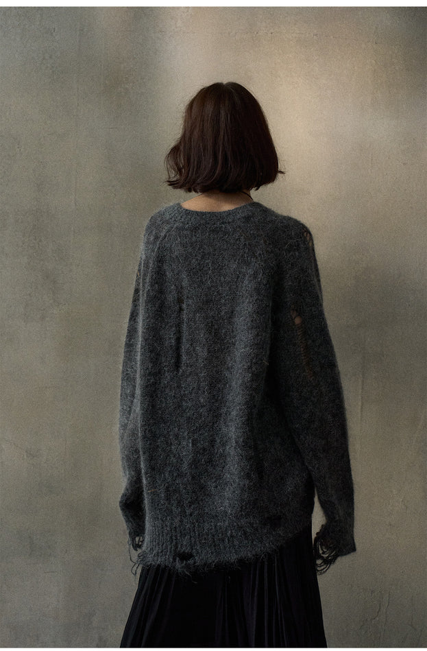 Mohafur Spring Fashion Openwork Fringed Laid-back Knit Wear