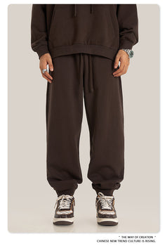 Sporty Drawstring Basic Style Trendy Solid-color Men's Sweatpants